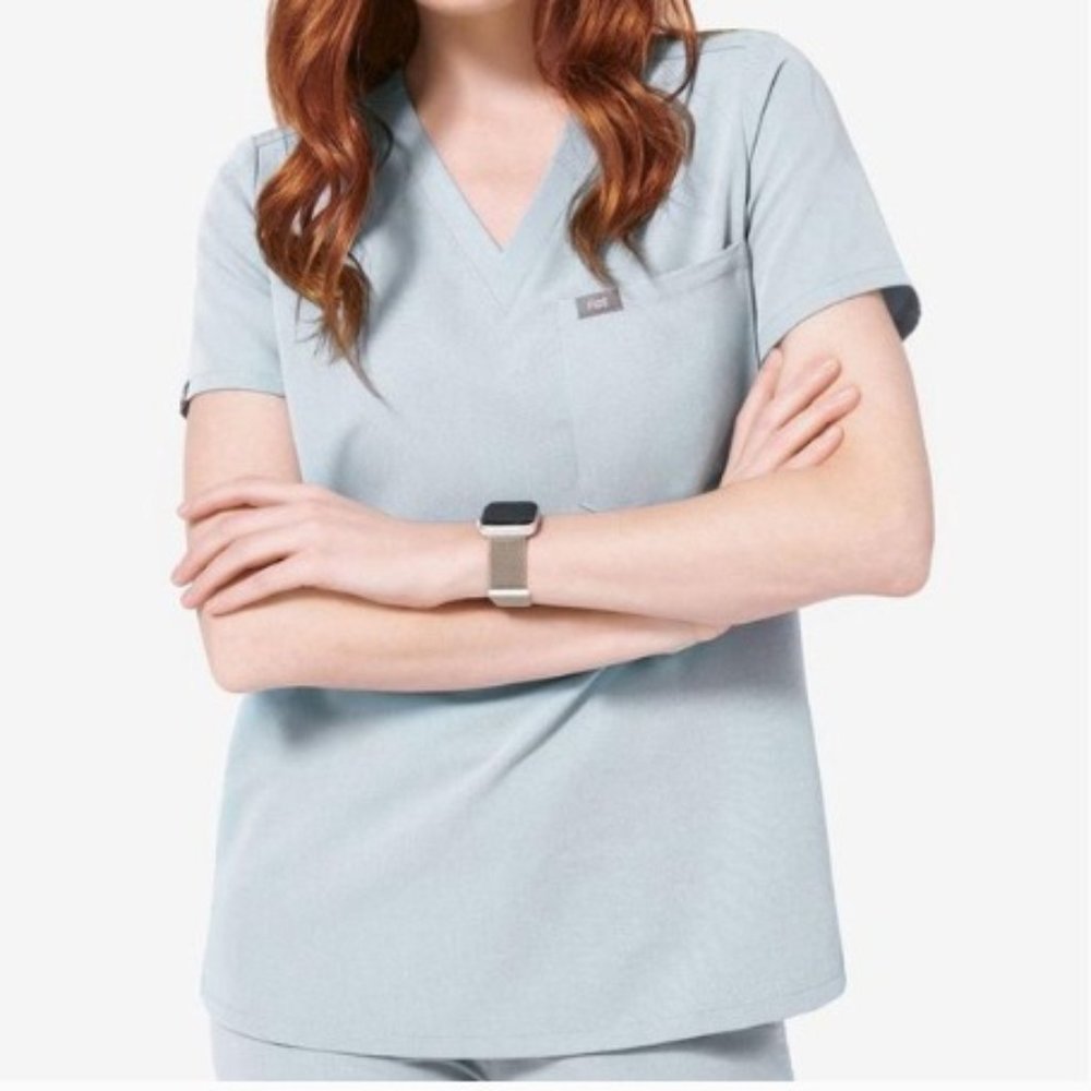 Figs Scrubs-Catarina Top in Dusty Blue